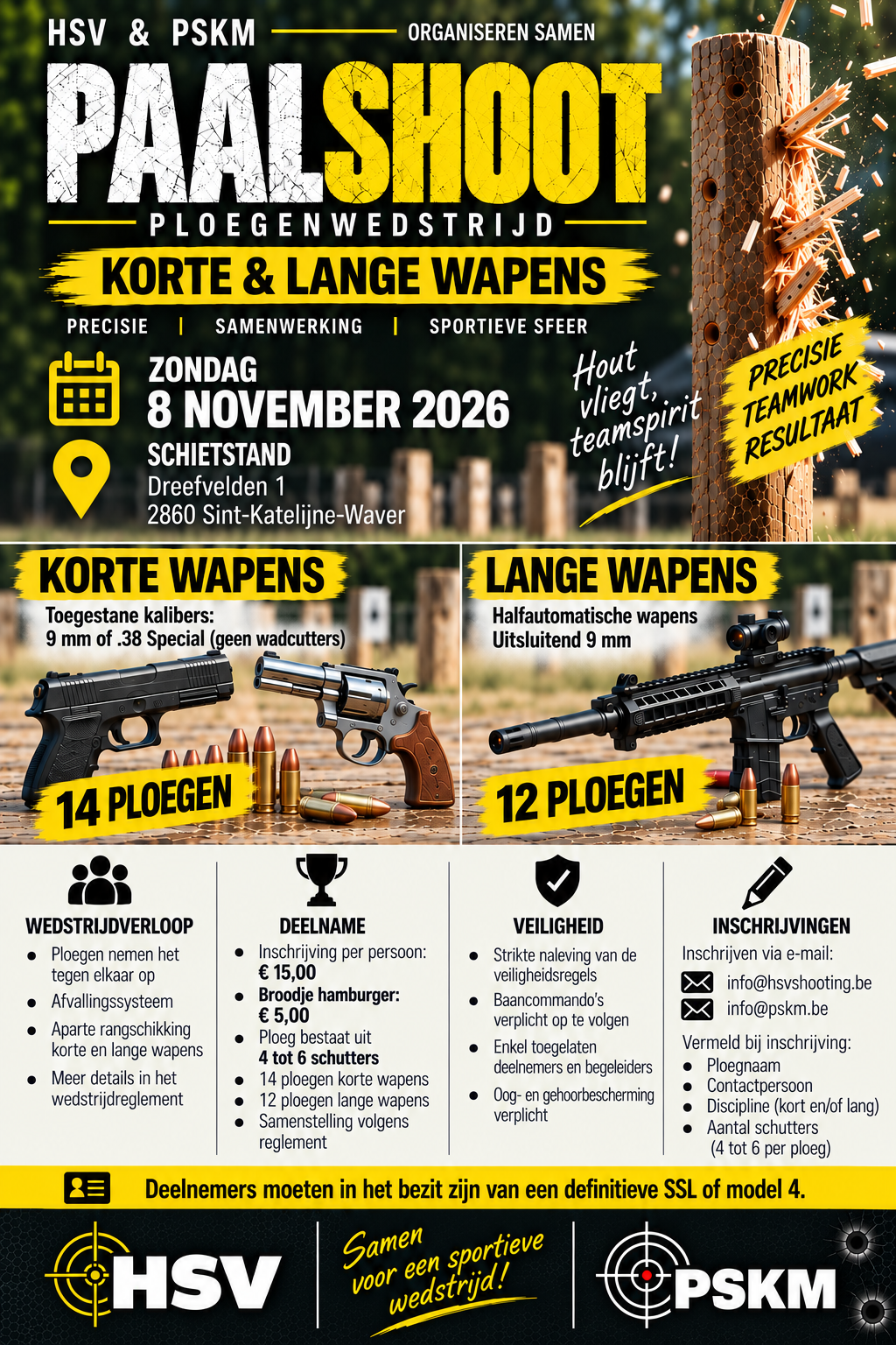Affiche Paalshoot HSV en PSKM, ploegenwedstrijd op zondag 8 november 2026