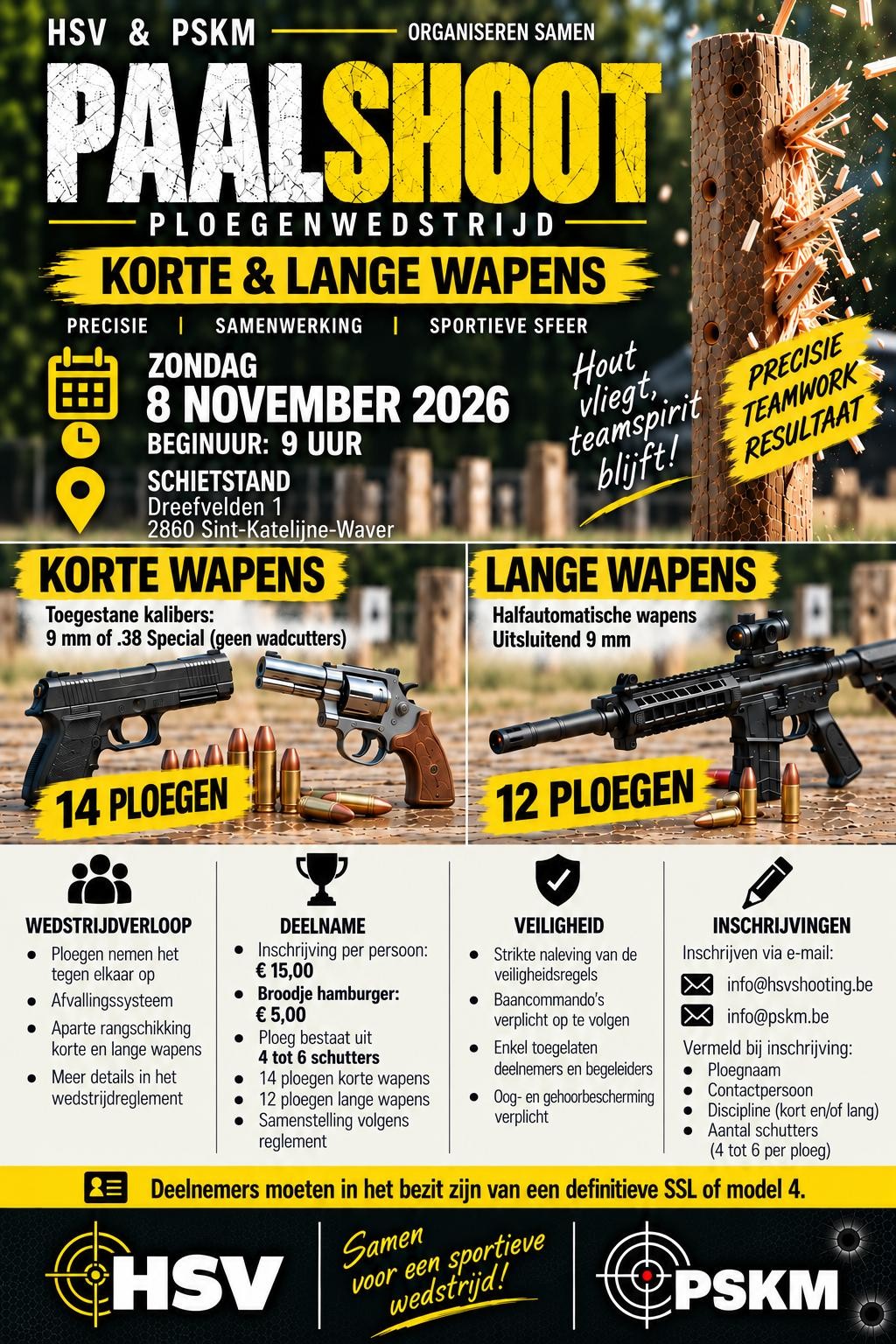 Affiche Paalshoot HSV en PSKM, ploegenwedstrijd op zondag 8 november 2026